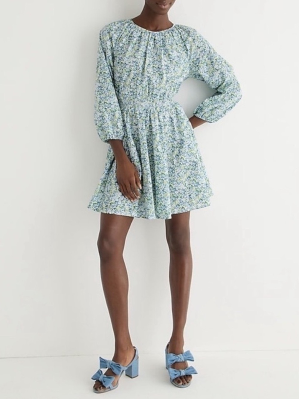 J. Crew Palermo smocked-waist mini dress in Liberty Thorpe Hill fabric Size XS